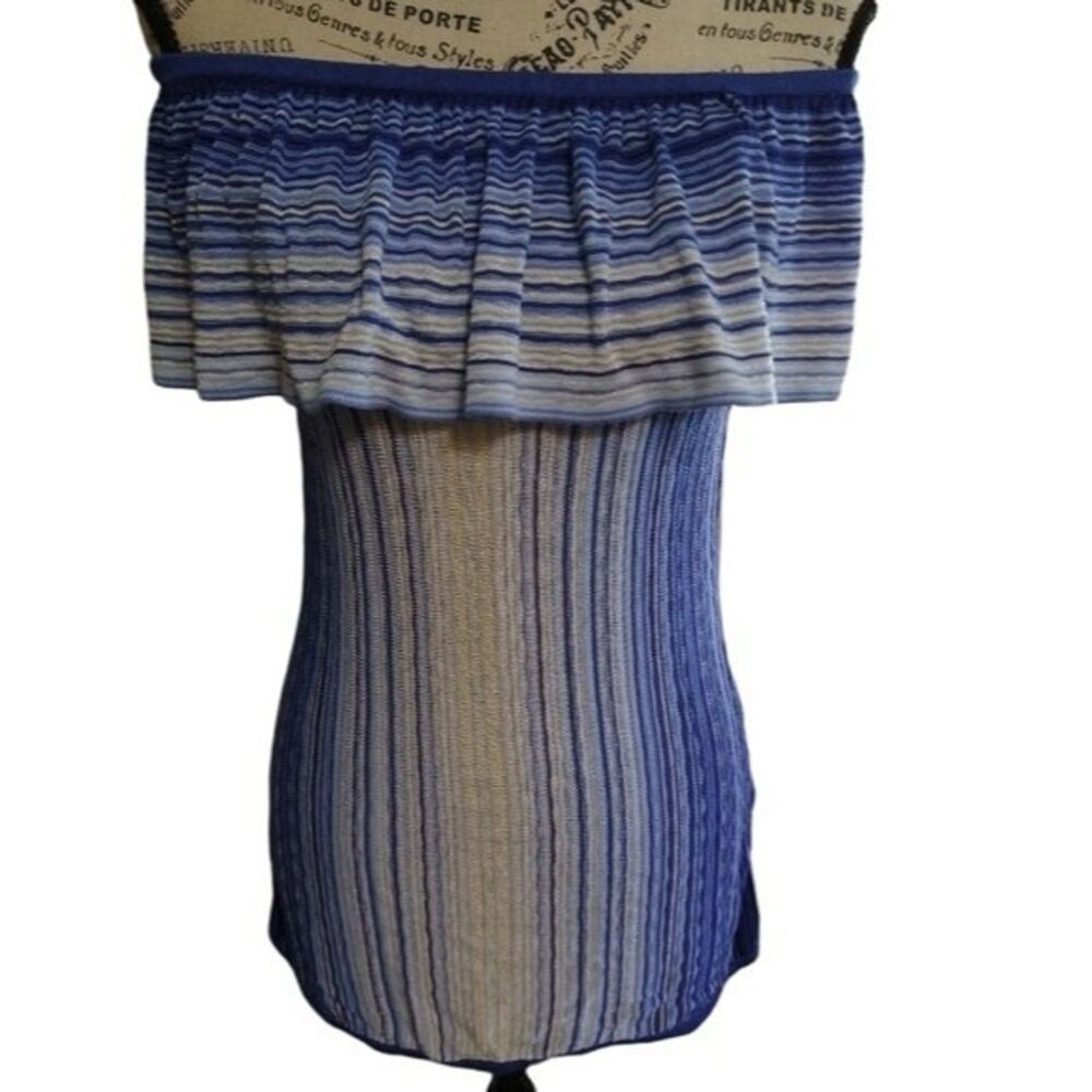 Whitehouse black market off the shoulder top Sm Blue  boho Feminine Cottage Core